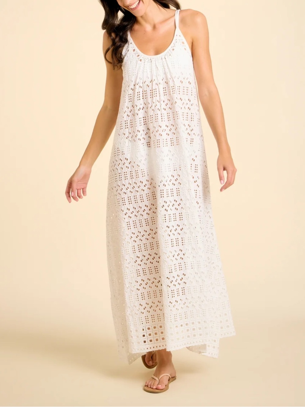 Sitano Dunmore Dress White Eyelet Maxi Slip Dress Coverup